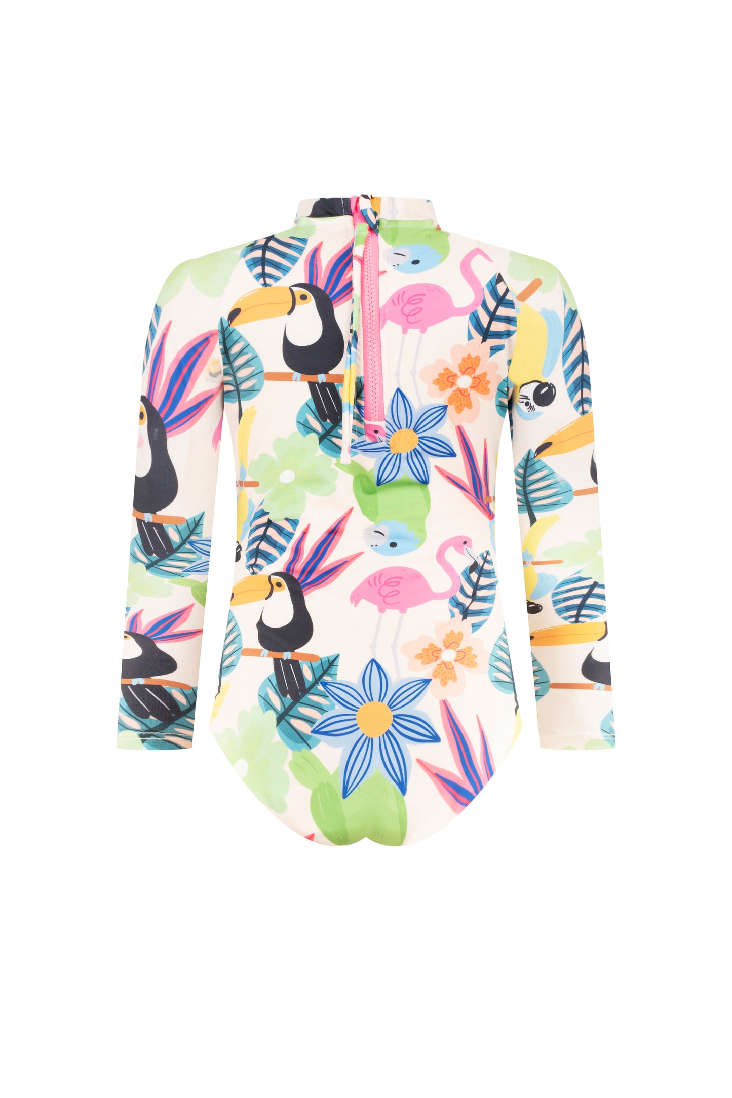 Jungle Blossom Zip-Back Long Sleeve Swimsuit
