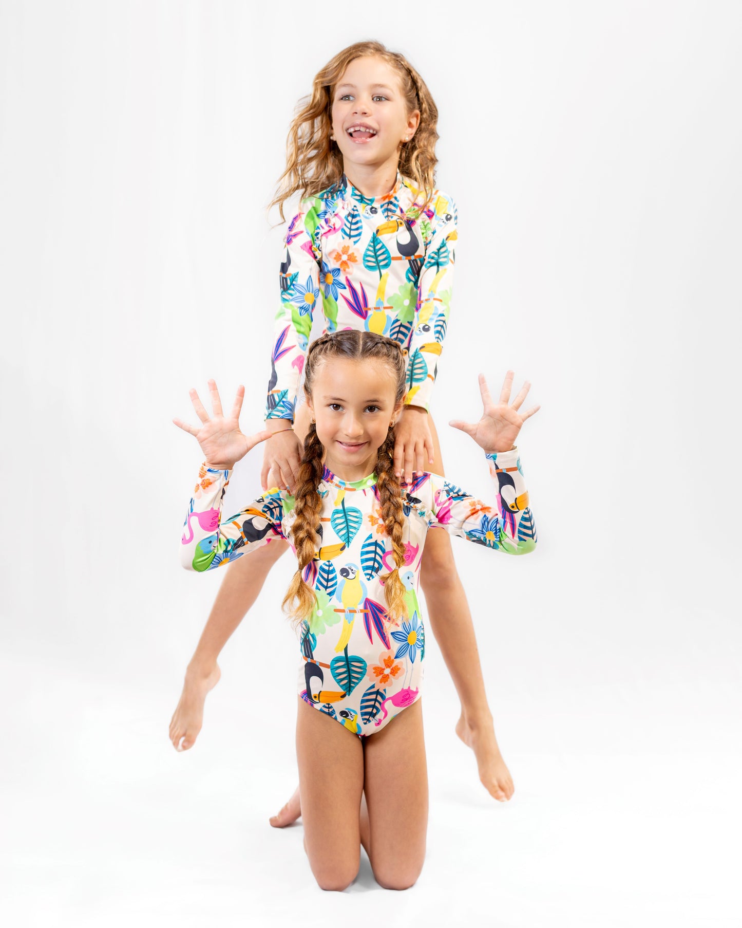 Jungle Blossom Zip-Back Long Sleeve Swimsuit