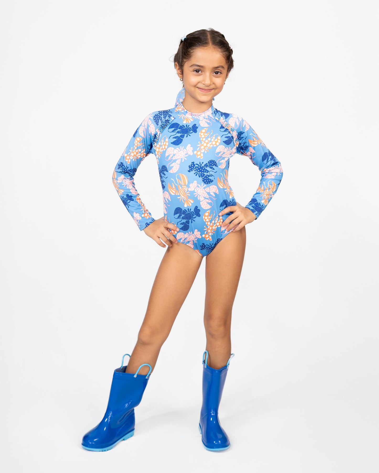 Lobster Bay Zip-Back Long Sleeve Swimsuit