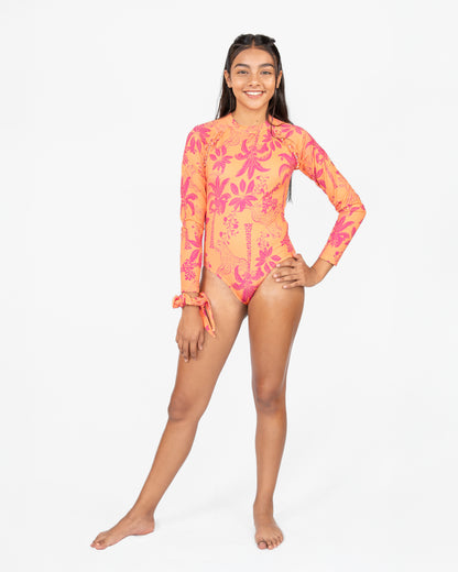 Sunset Jaguar Zip-Back Long Sleeve Swimsuit
