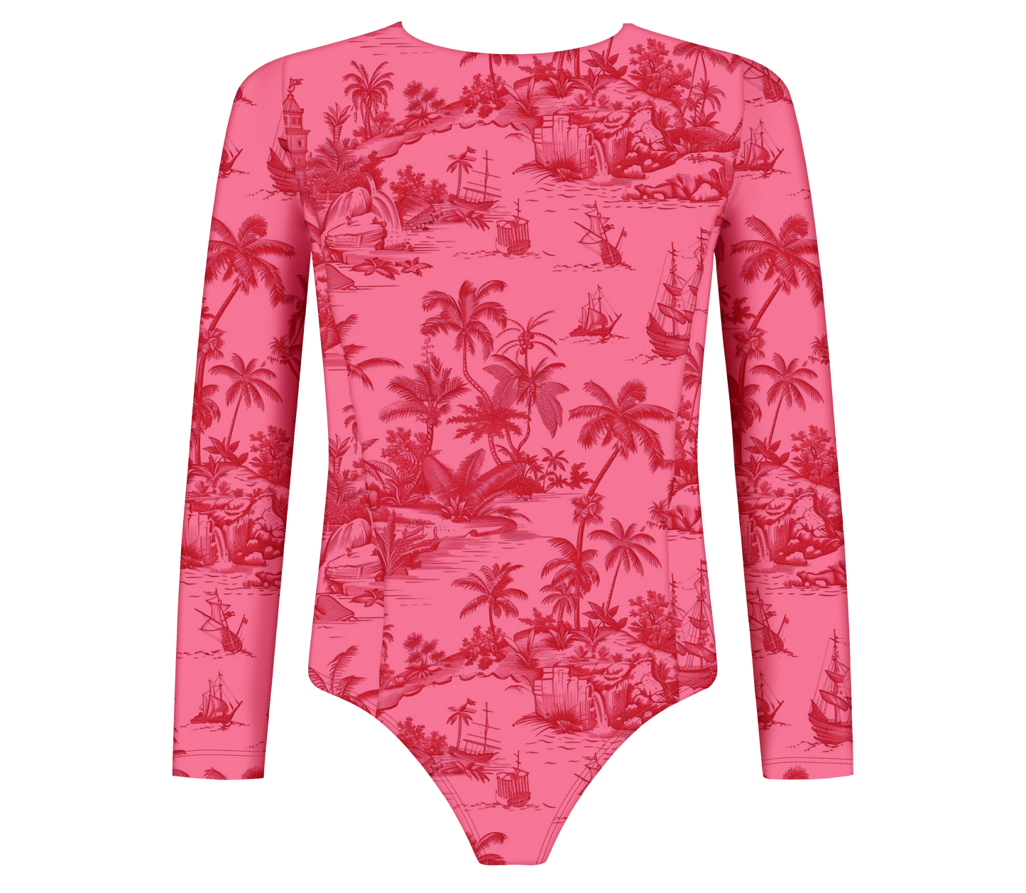 Chinoiserie Pink Long Sleeve Bolero Swimsuit