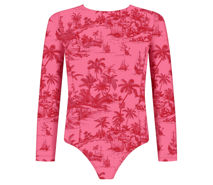 Chinoiserie Pink Long Sleeve Bolero Swimsuit