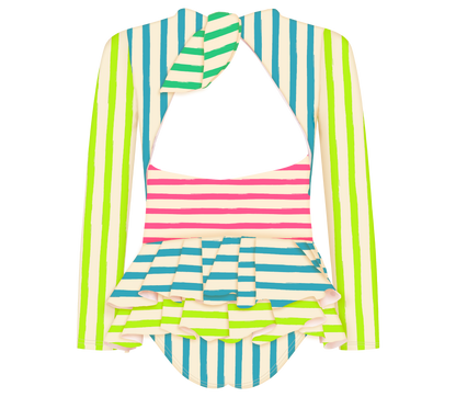 Lagoon Stripes Long Sleeve Bolero Swimsuit