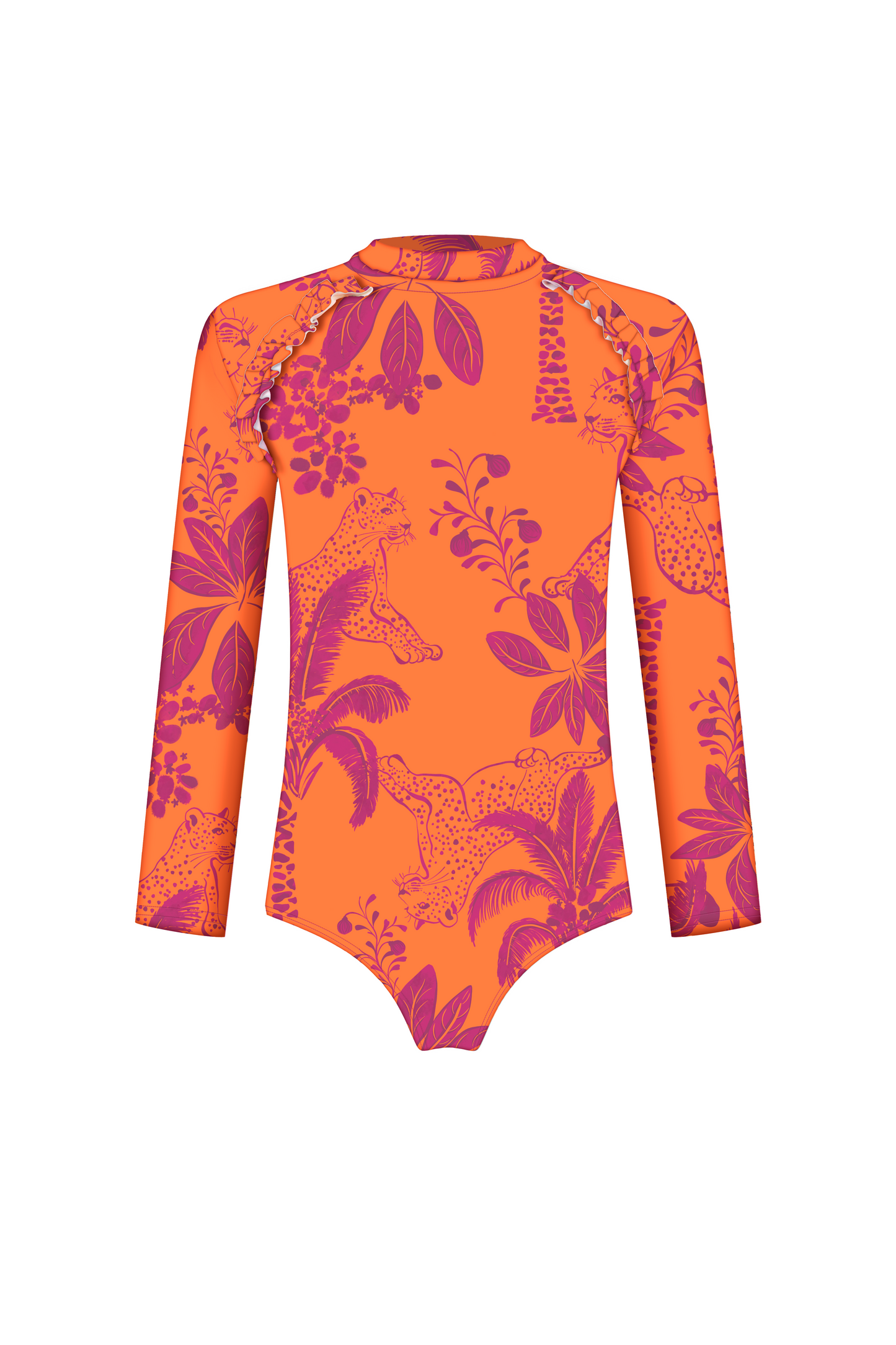 Sunset Jaguar Zip-Back Long Sleeve Swimsuit