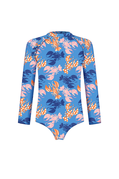 Lobster Bay Zip-Back Long Sleeve Swimsuit