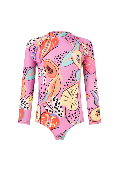 Tropical Punch Zip-Back Long Sleeve Swimsuit