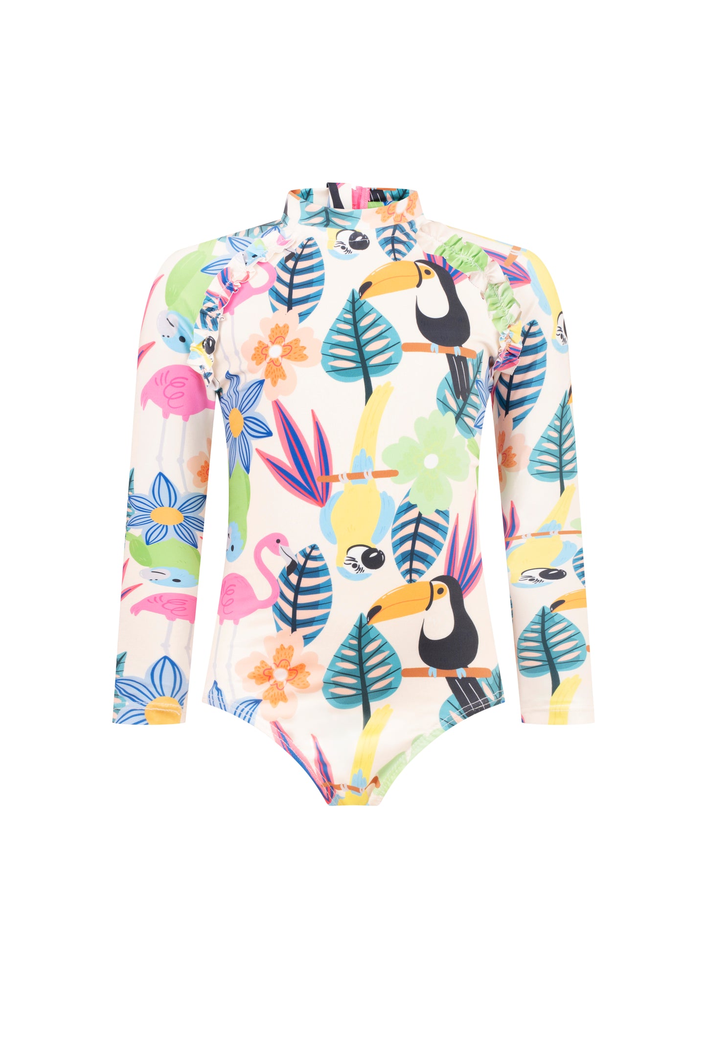 Jungle Blossom Zip-Back Long Sleeve Swimsuit