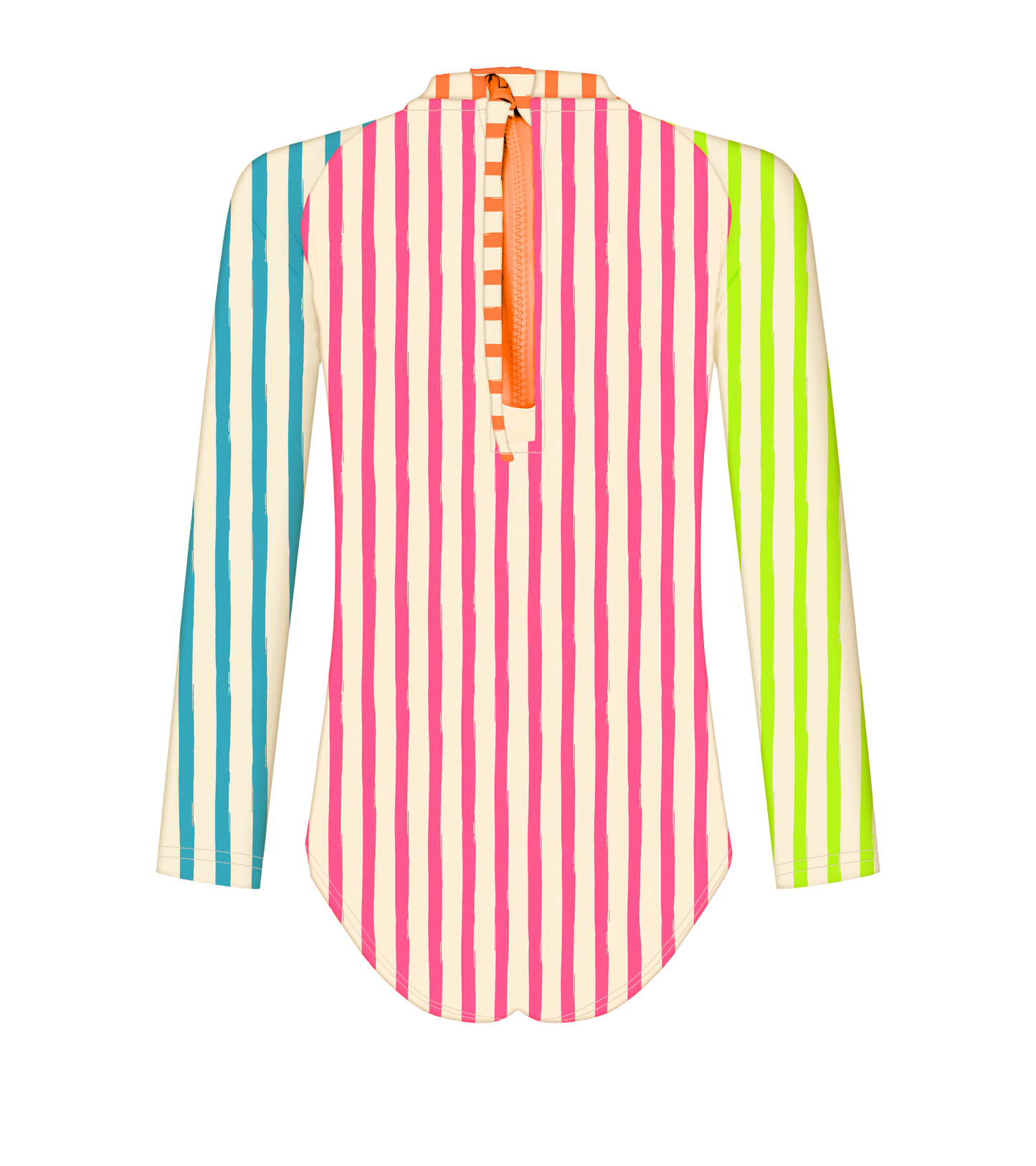 Lagoon Stripes Zip-Back Long Sleeve Swimsuit